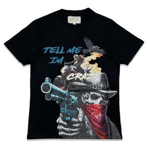 Last Project Black Crazy T-shirt  new skull cowboy graphic. size L